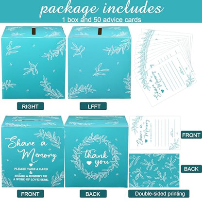Pajean 50 Share a Memory Cards for Celebration of Life,Blue,Classic - color: Blue, style: Classic