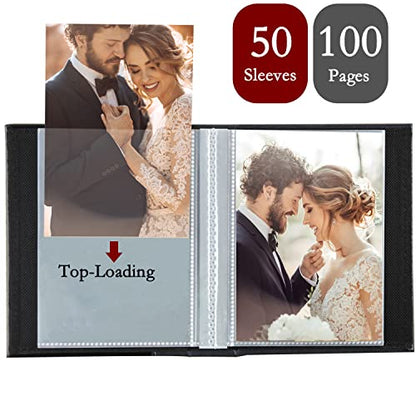 Photo Album 8x10 Clear Pages Pockets Leathe Cover Slip Slide in Photo Album Holds 100 Vertical 8x10 Photos Picture Book for Wedding Family (Blue) - color: Blue, size: 100 Pockets/1PK