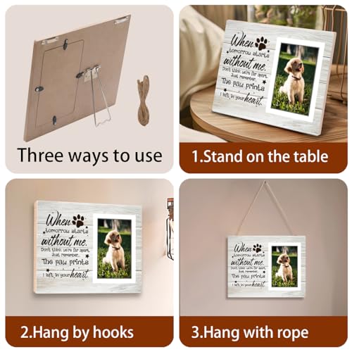 Pet Memory Picture Frame - Dog & Cat Memorial Photo Frame 4x6, Dog Picture Frames for Loved Ones Lost