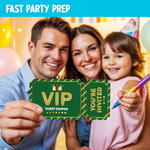 Green Golden Vip Birthday Party Invitations, Movie VIP Invitations Card for Boys Girls (30 Cards & 30 Envelopes) - color: Green Gold