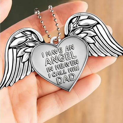 Memorial Angel Wings Christmas Ornament – Aluminum I Have an Angel in Heaven I Call Her Dad, Loss of Father, Loss of Papa Remembrance, Sympathy Gift Keepsake