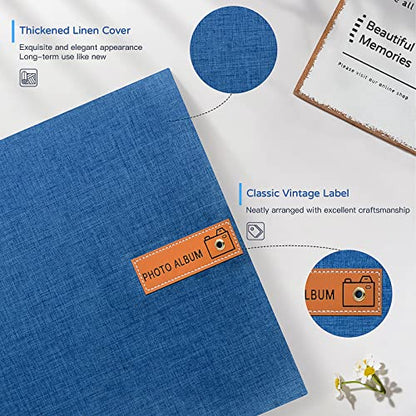Popotop Large Photo Album Self Adhesive 4x6 5x7 8x10 Scrapbook Album DIY Picture Book,Gifts for Mom,Family Baby and Wedding,with Metal Pen and Plastic Board - color: Blue, size: 11.5"x10.6"40pages