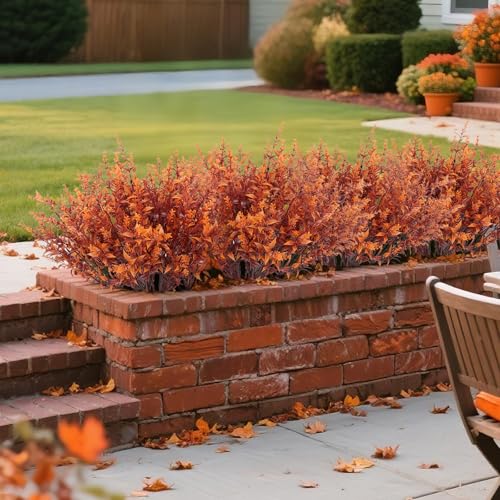 RECUTMS Artificial Fall Outdoor Plants Faux Lavender Flowers Fake Greenery - color: Brown, size: 12 Bundles