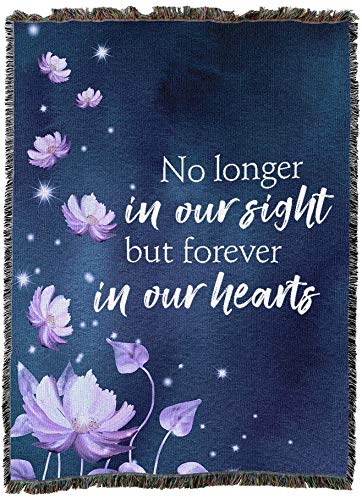 Pure Country Weavers No Longer in Our Sight But Forever in Our Hearts Blanket Flowers - Sympathy Bereavement Gift Tapestry Throw Woven from Cotton - Made in the USA (72x54) - color: Hearts Flowers, size: 72" x 54"