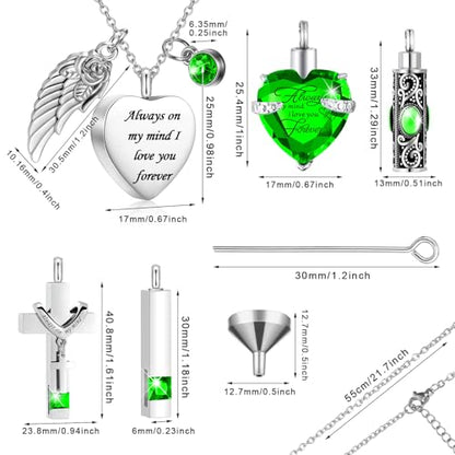 Fumete 5 Pcs Urn Necklaces for Ashes Cremation Keepsake - color: Light Green