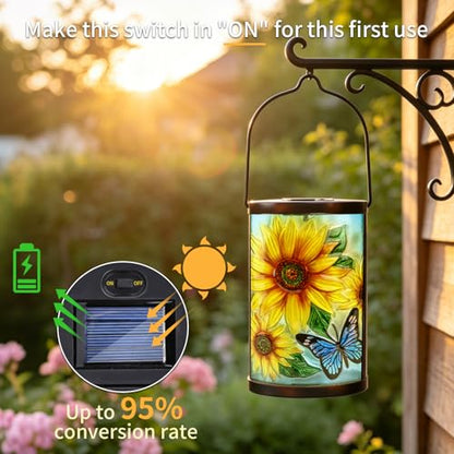 MUMTOP Sunflower Solar Lantern Outdoor Waterproof Hanging Garden Lights - color: Yellow