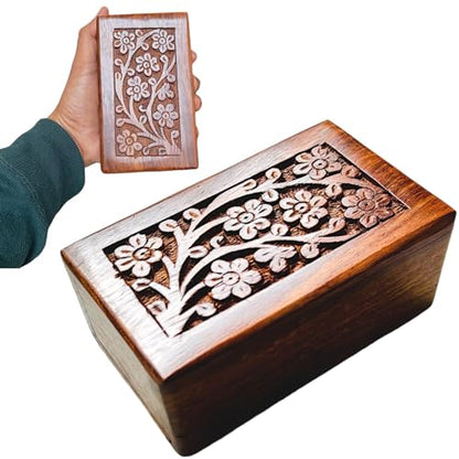 Handmade Wooden Cremation Urns for Human Ashes - Adult Male, Female, and Beloved Pets - Small wooden box with 20 Cubic Inch Capacity - Perfect for Men, Women, Children, Cats, and Dogs