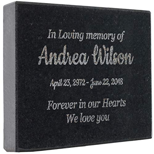 Customizable In Loving Memory Granite Garden Stone (3.5 x 5 x 0.4") | Laser Engraved, Indoor & Outdoor Use, Personalized Text, Black Granite, Memorial Plaque - size: 3.5 x 5"
