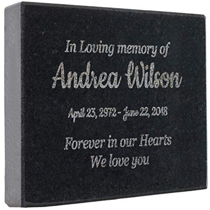 Customizable In Loving Memory Granite Garden Stone (3.5 x 5 x 0.4") | Laser Engraved, Indoor & Outdoor Use, Personalized Text, Black Granite, Memorial Plaque - size: 3.5 x 5"