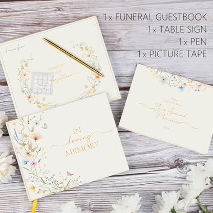 Funeral Guest Book for Memorial Service, Celebration of Life Guest Book - style: in loving memory