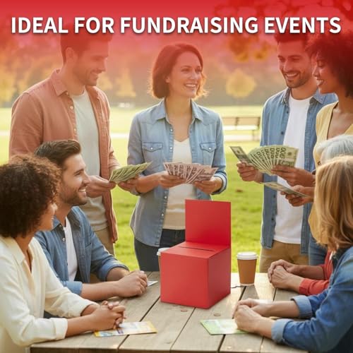 25 Pack Raffle Box Ballot Box with Slot, 6 x 6 x 6 Inch Red Cardboard Suggestion Box with Removable Header, for Collecting Business Card Voting Contest Fundraising Donation and Suggestion - color: Red, size: 25Pack