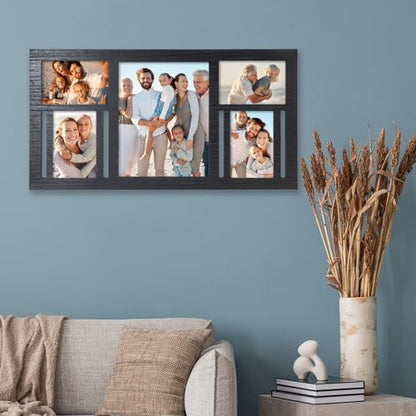 Collage Picture Frame for Wall – Black Multi Photo Frame Holds 8x10 and 4x6 - color: Black, size: 5 Opening-Mixed
