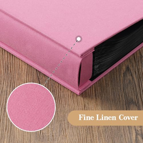 potricher Small 8x10 Photo Album, 160 Pockets, Linen Cover, Pink - color: Pink