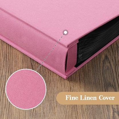 potricher Small 8x10 Photo Album, 160 Pockets, Linen Cover, Pink - color: Pink