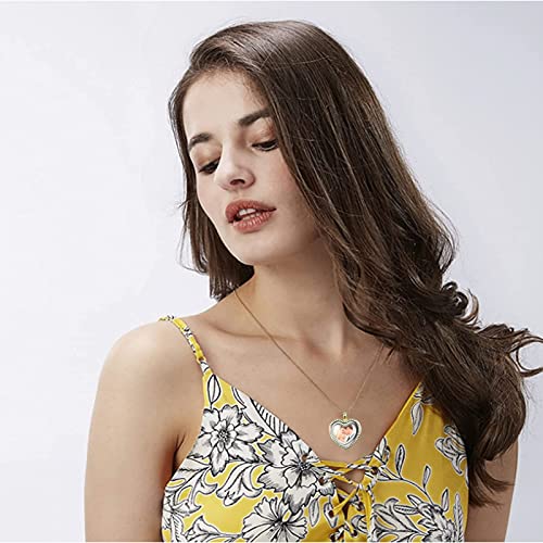 WANDIC Rhinestone Photo Charm, Rose Gold Heart Crystal Photo Pendant Bridal Wedding Bouquet Charms Living Floating Memory Locket for 2 Pictures - color: Mixed