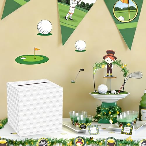 Golf Card Box Sports Party Favors Post Box Cardboard Receiving Money Holder for Golf Theme Wedding Reception, Baby Showers, Anniversary, Birthday Party, Graduation Table Centerpiece Decorations - style: Golf