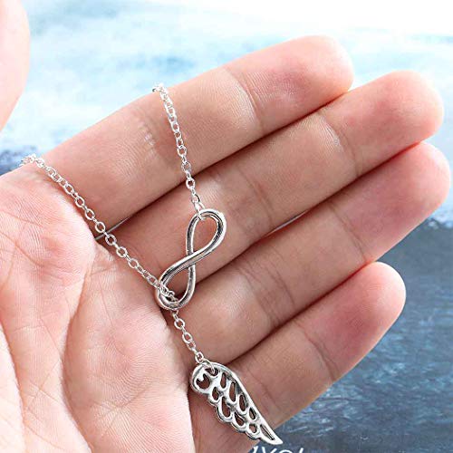 Olbye Infinity Angel Wing Necklace Choker Silver Infinity Necklace Everyday Jewelry for Women