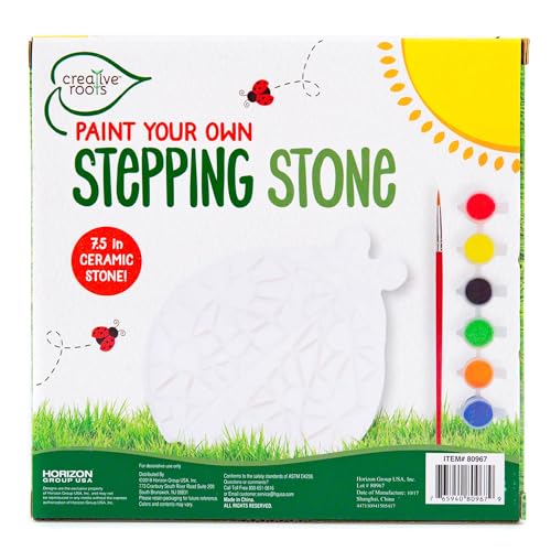 Creative Roots Mosaic Ladybug Stone, Includes 7-Inch Ceramic Stepping Stone & 6 Vibrant Paints, DIY Garden Stepping Stone Kit for Kids Ages 6+ - style: Ladybug