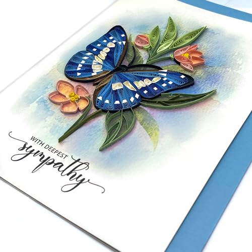 Butterfly Sympathy Card, Animal Pattern, 5in x 7in, Blank Inside, Envelope Included - color: Butterfly Sympathy