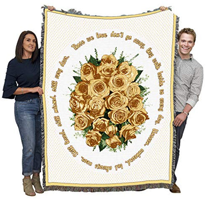 Pure Country Weavers Bundle of Yellow Roses Blanket - Those We Love Don't Go Away - Sympathy Bereavement Gift Tapestry Throw Woven from Cotton - Made in the USA (72x54) - color: Yellow Roses, size: 72" x 54"