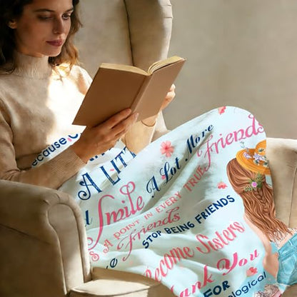to My Bestie Throw Blanket, Heartfelt Friends Become Sisters Message, Soft Flannel Blanket, Birthday, Mother's Day, Christmas & Friendship Day 50x60 Inch - color: Friend-1