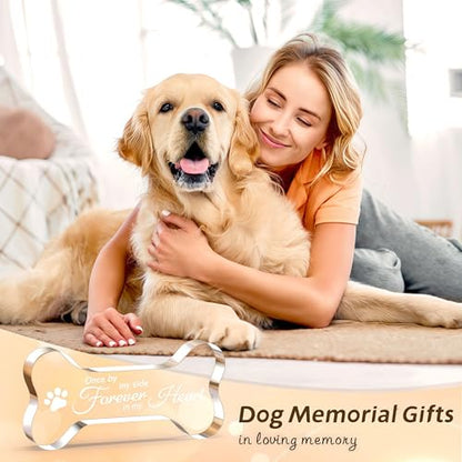 Pet Dog Memorial Remembrance Gifts-Loss of Dog Cat Sympathy Gift Bone Shape | Dog Memorial Gifts for Loss of Dog, Crystal Bone Shape Decor Ornament for Dogs Puppy Keepsake
