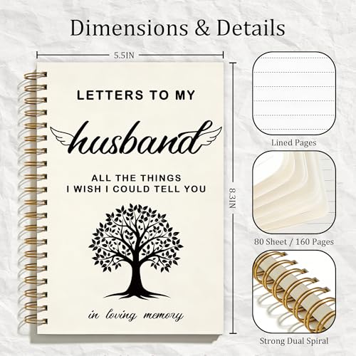 FTKBGHY Memorial Gifts for Loss of Husband Grief Journal Notebook, Sympathy Notebooks Gifts for Loss of Loved One, Bereavement Gift, Letters to My Husband Journal, 5.5x8.3 Inch - color: Colour-8
