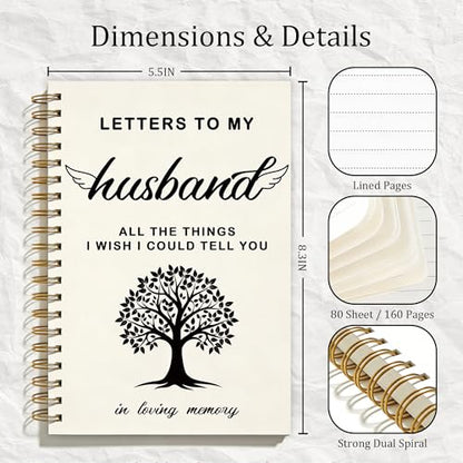 FTKBGHY Memorial Gifts for Loss of Husband Grief Journal Notebook, Sympathy Notebooks Gifts for Loss of Loved One, Bereavement Gift, Letters to My Husband Journal, 5.5x8.3 Inch - color: Colour-8