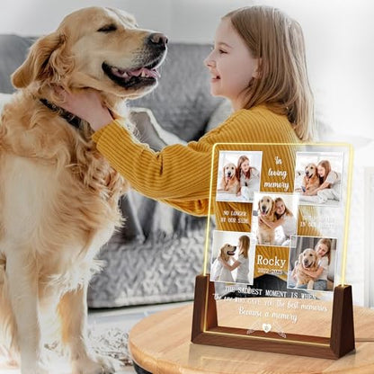 Personalized Dog Memorial Gifts, Custom Acrylic Light Up Picture Frame | Custom Pet Loss Gifts Cat Pet Memorial Gifts with Pictures for Pet Lover, Loss of Dog Sympathy Gifts - color: style-1
