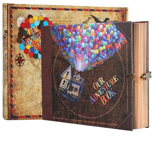 Scrapbook Photo Album Our Adventure Book Embossed Hard Cover | Movie Up Travel Memory Book for Anniversary Wedding Travelling Baby Shower Gifts - color: Adventurebook Ball