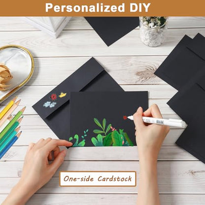 Silunkia 100 Packs Black Blank Greeting Cards with Envelopes 4 x 6 - color: Black, size: 4x6-100pcs