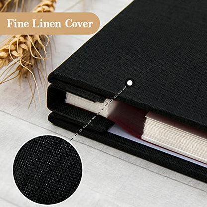 potricher Self Adhesive Photo Album 40 Pages, Linen cover, Black | Photo Album Self Adhesive 4x6 5x7 8x10 Pictures, Linen Cover DIY Scrapbook Albums for Family, Wedding, Baby, Anniversary - color: Black, size: 11x10.6 Inches 40 Pages
