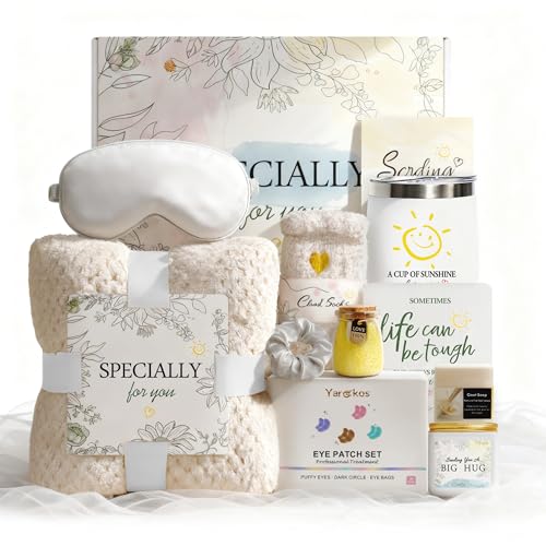 Birthday Gifts for Women - 11 Pcs Self Care Gift Basket Set for Mom Sister Friend - Get Well Soon Gift Box - Recovery After Surgery Care Package - Friendship Inspirational Cheer Up Thank You Present - color: Decor