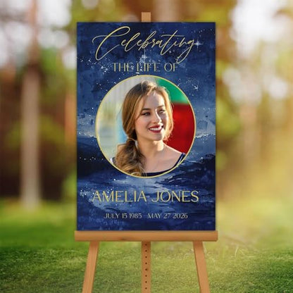 In Loving Memory Custom Portrait Yard Sign – Personalized Funeral Ceremony Welcome Display - color: Version 13
