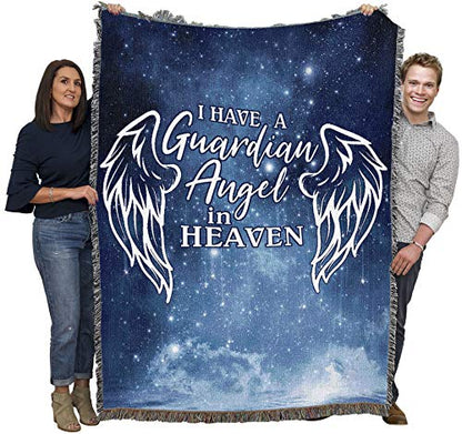 Pure Country Weavers I Have A Guardian Angel in Heaven Blanket - Sympathy Bereavement Gift Tapestry Throw Woven from Cotton - Made in the USA (72x54) - color: Guardian Angel, size: 72" x 54"