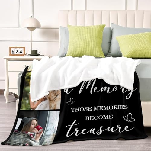 Custom Memorial Blanket with Picture Personalized Sympathy Remembrance Condolences Bereavement Gifts Sympathy Gifts for Loss of Loved One Mother Dad Grandma Grandpa Sister Daughter Friend - color: Design16