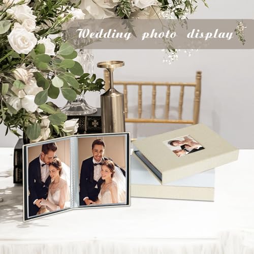Artmag Mini Photo Album 4x6 50 Pockets 2 Pack, Linen Cover with Front Window Album Each Holds 52 Vertical Photos for Family Wedding Baby Children (Beige) - color: Beige, size: 50 Pockets/2PKS