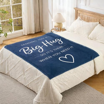 Thinking of You Gifts for Women Men – Get Well Blanket 50x60 Inch, Navy Flannel Comfort Hug Blanket, Sympathy Throw for After Surgery, Chemo, Illness, Recovery - color: Get Well-navy
