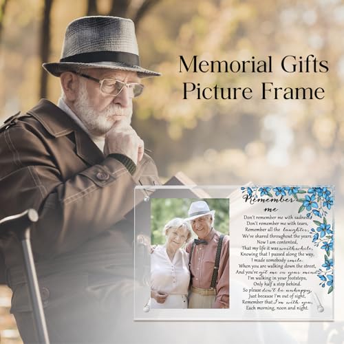 Roowest Flower Memorial Picture Frame Sympathy Gifts for Loss of Loved One Passed Away Acrylic Magnetic Photo Frames Bereavement for Mom, Dad, Family, 7 x 10 Inch - style: Flower