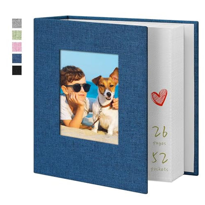 Photo Album 4x6 52 Pockets Photo Albums with Linen Cover Picture Albums for Family, Wedding, Baby, Photo Book Holds Vertical Pictures Blue - color: Blue, size: 52 Pockets