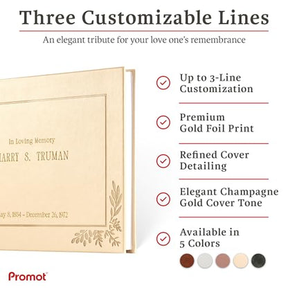 Promot Funeral Guestbook - Guestbook for Funeral Celebration (Gold) - color: Gold