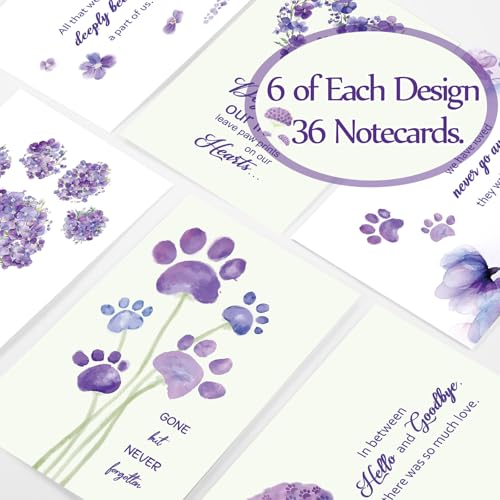 Geyoga 36 Set Pet Sympathy Card with Envelope Bulk, Melancholy Purple - color: Melancholy Purple