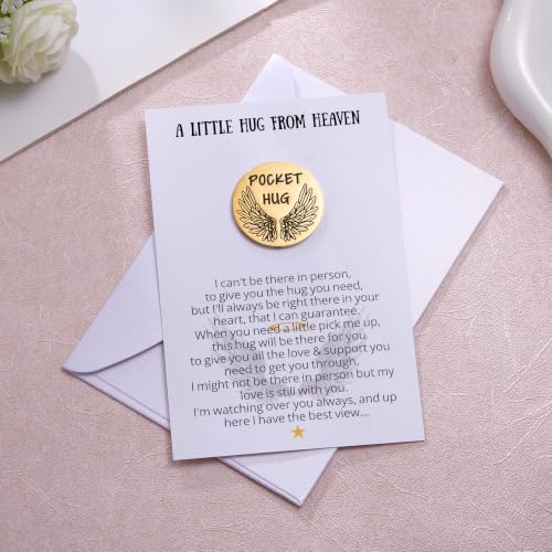 Aesnefe Pocket Hug from Heaven, Memorial Gifts for Loss of Mom Dad Son Daughter Husband Wife Grandpa Grandma Brother Sister, Sympathy Condolence Gifts, Bereavement Remembrance Gift - color: Gold