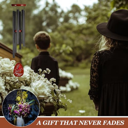 Memorial Sympathy Wind Chimes for Loss of Loved One | 26'' with Cardinal Doll, Cardinal Windchimes in Memory of a Loved One Bereavement Condolence Remembrance Gifts