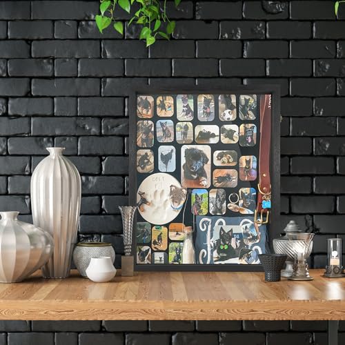 Large Graduation Shadow Box Frame for Cap Gown, Black 16x20 Display Case - color: Rustic Black, size: 16"x20" (40.6x50.8 cm)
