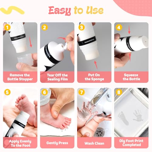 Nabance 2.54 fl oz White Baby Hand and Footprint Friendly Ink Paint, Dog Cat Paw Print Safe Ink, Non-Toxic Acid-Free, Safe Gentle for Home School Christmas New Year DIY Keepsake Stamp - color: White