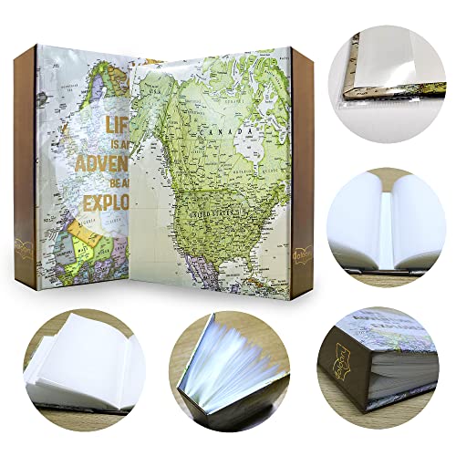 Holoary Photo Albums 4x6 100 Photos, Small Size 1 Picture Per Page, 100 Pockets 4"x6", Printed Book Cover Old Map Adventure Travel Vacation - size: 100 Pockets
