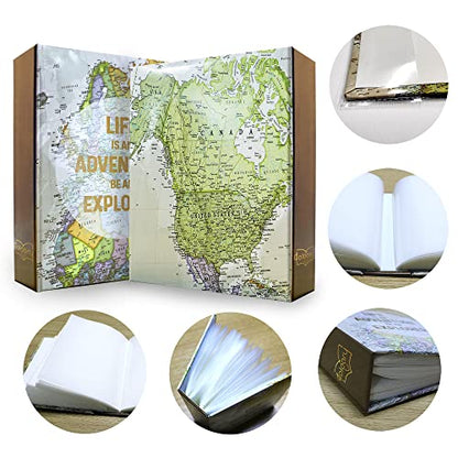 Holoary Photo Albums 4x6 100 Photos, Small Size 1 Picture Per Page, 100 Pockets 4"x6", Printed Book Cover Old Map Adventure Travel Vacation - size: 100 Pockets