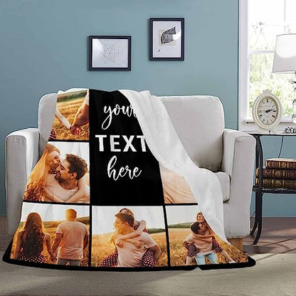 Customized Blanket with Picture Your Text Here 10 Photos Personalized Picture Blankets Personalized s for Adults Family Dad Mom Couples,Custom Photo Blanket Memorial s for Christmas Birthday - color: 10 Photo Collage