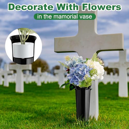 FillTouch 2 Pcs Cemetery Grave Vase Inserts Plastic Flowers Holder Bracket with 7 Hole Cylindrical Reusable Cemetery Flower Holder for Grave Vase Decorations, Keeping Bouquets in Place